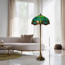 Image of Tiffany Table Lamp Floor Lamp 10/16 Inch Multicolor Stained Glass Shade