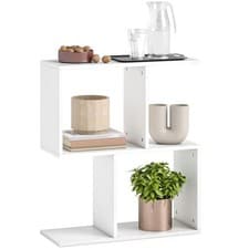 Image of HOMCOM Side Table, Narrow End Table with Storage Shelves, White