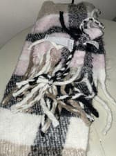 Image of New Look  Soft Fluffy One Size Long Scarf Pink White & Brown Check ~ BNWT