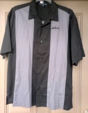 Image of Men's Bowling Shirt SZ XL by PORT AUTHORITY ROCKABILLY BLACK/GRAY