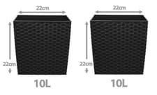 Image of Set of 2 Planters Pot Black Rattan Effect Herbs Flowers Pot Large/Medium/Small