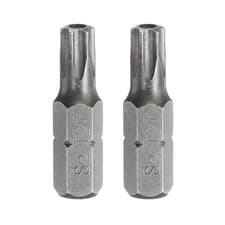 Image of 2pcs T27 Torx Screwdriver Bit with 1/4" Hex Shank 25mm Length S2 Steel, Grey