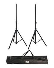 Image of NJS Heavy Duty Adjustable Black 35mm Steel Speaker Stand Kit With Carry Bag