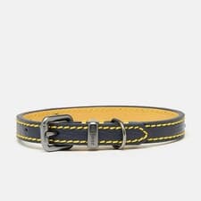 Image of Rosewood Joules Navy & Yellow Leather Dog Collar - Large 48-56cm