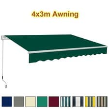 Image of Retractable Awning Canopy Patio Garden Sun Shade Shelter Replacement Top Fabric