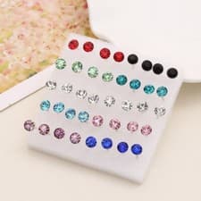 Image of Wholesale A Set Of 20 Pairs Clear Coloured Crystal Ear Studs Earrings Shinny UK