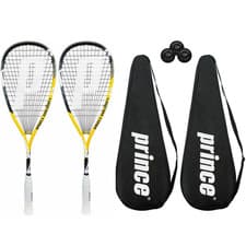 Image of Prince Pro Rebel 975 Squash Racket Twin Set, Covers & Squash Balls
