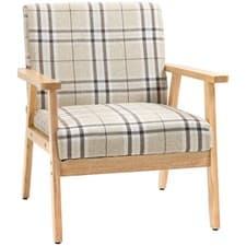 Image of Modern Accent Chairs with Cushioned Seat, Upholstered Linen-Feel Armchair for Be