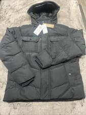 Image of Jack & Jones Men’s JJ Morgan Puffer Jacket In Black Size Large, Detachable Hood