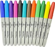 Image of Permanent Marker Pens Fine Tip Bullet Point Multi Assorted Colour Pen -  12 Pack