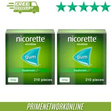 Image of 2x - Nicorette Gum 2mg Freshmint – 210 Pieces Each (Total 420) 100% ORIGINAL⭐⭐⭐⭐