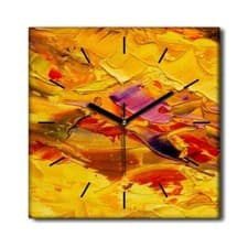 Image of Silent Clock Canvas Wall Art Home Yellow orange red abstract painting 30x30