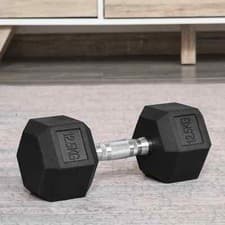 Image of HOMCOM 12.5KG Single Rubber Hex Dumbbell Portable Hand Weights for Home Gym