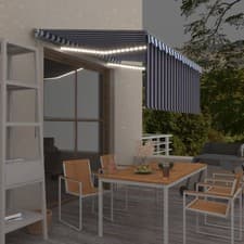 Image of Manual Retractable Awning Outdoor Awning with Blind and LED Awning