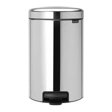 Image of Brabantia Newicon Pedal Bin Plastic Bucket Brilliant Steel - 12Ltr