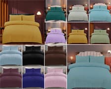 Image of 100% EGYPTIAN COTTON MIX SEERSUCKER DUVET COVER BEDDING SET & PILLOW CASE SET