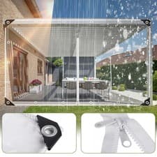 Image of Clear Tarps Heavy Duty PVC Transparent Tarp w/Zipper Waterproof Windproof Anti-T