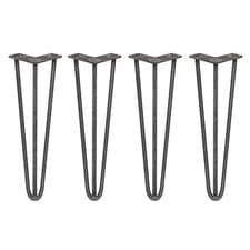 Image of 4 x Hairpin Legs / Hair Pin Set Furniture Desk Table 16" 3 Prong 12mm Raw Steel