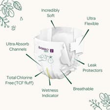 Image of Bambo Nature Premium Eco Nappies, Size 1 (4-9 lb/2-4 kg), 22PK