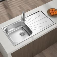 Image of Liquida EUL10SS 1 Bowl Reversible Stainless Steel Kitchen Sink, 965 x 500mm
