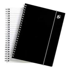 Image of 5 Star Office Notebook Wirebound Ruled Elastic Closure 160pp A5 Black Pack of 10