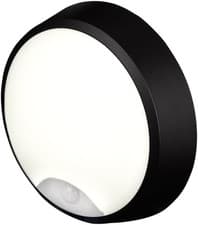 Image of Pylus Outdoor round Wall Light (Black) 1100Lm Motion Sensor Bulkhead IP54 LED In