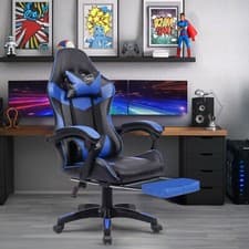 Image of Neo Chair Gaming Office PU Leather Massage Sport Racing Lumbar Headrest Footrest