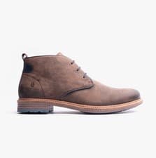 Image of Hush Puppies Jonas Mens Leather Lace-Up Comfort Brown Chukka Boots