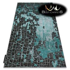 Image of Modern Designer cheap Rug DE LUXE structural vintage GREEN / GREY High Quality
