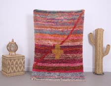 Image of Moroccan 3.4x5.2 ft Rug Beni ourain Handmade Berber Boho Sheep wool Colorful Rug