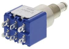 Image of Double Pole Double Throw (DPDT) Latching Miniature Push Button Switch, Panel Mou