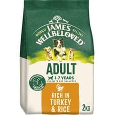 Image of James Wellbeloved Dog Adult Hypoallergenic Dry Food Turkey and Rice 2 kg