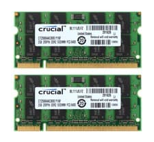 Image of 4GB 2X 2GB For Crucial 2Rx8 PC2-6400S DDR2 800Mhz SODIMM RAM Laptop Memory CL5 @