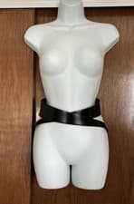 Image of Black Leather All Saints Double Wrap Studded Belt S/M With Buckle