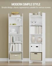 Image of Tall Bookcase Shelf Storage Shelving 6 Tier Free Standing Open Wood Bookshelf