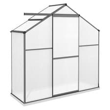 Image of 6 x 2.5ft Polycarbonate Greenhouse Aluminium Green House Plant House Dark Grey