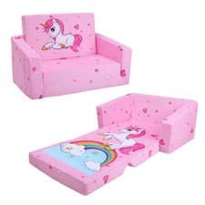 Image of Decalsweet Kids Sofa Bed,2-in-1 Flip Out Kids Couch,Folding Toddler Chair with