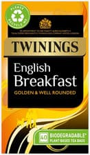 Image of Twinings English Breakfast Tea 40 Biodegradable Tea Bags Full Bodied Black Tea