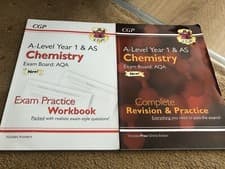 Image of New A level Chemistry Revision guide. The workbook has ONE PAGE of writing 