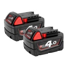 Image of Milwaukee 2 x M18B4 18V Red Lithium-Ion 4Ah Battery Twin Pack
