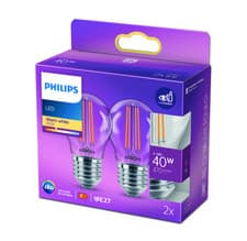 Image of Philips E27 LED P45 Filament Bulbs – 4.3W 2700K (Pack of 2) EyeComfort