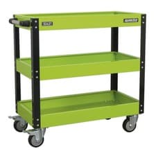 Image of Sealey CX110HV Workshop Trolley 3-Level Heavy-Duty - Hi-Vis Green