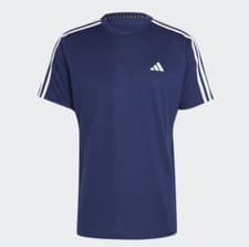 Image of Adidas Essential 3 Stripes Mens T-Shirt Short Sleeve Gym Fitness Training Top