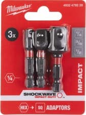 Image of Milwaukee Shockwave Impact Hex SQ Socket Adaptor Set Drive Tool Conversion (3pc)