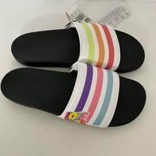 Image of Adidas Adilette Slides Size 12 Unisex Men Women Cushioned Comfort Rainbow GZ4690