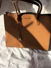 Image of Michael Kors Leather Tote Bag Brown/Tan Large Mercer New