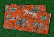 Image of Indian Handmade Cotton Kantha Quilt Bedspread Blanket Boho Throw Jungle Printed