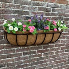 Image of Archer Wall Basket Flower Planter Window Box Metal Trough Garden Outdoor Plant