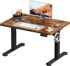 Image of Electric Standing Desk 100X60Cm Sit Stand Table Height Adjustable Desk with Back