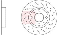 Image of APEC DSK3235 Brake Disc Rear Solid Perforated Braking 240mm Diameter Fits Fiat